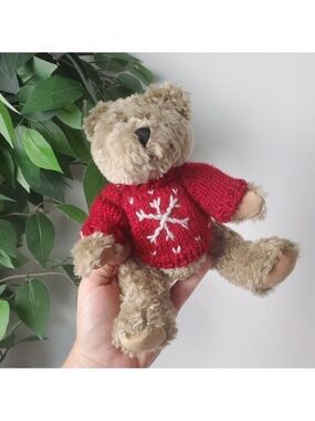 Vintage Hugfun Red Knit Teddy Bear Christmas Holiday Sweater